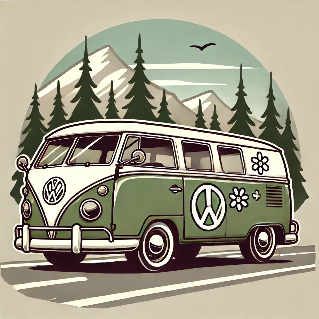 Green VW Van Digital Art